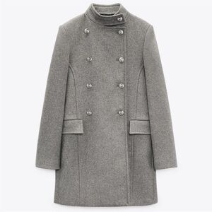 ZARA Wool Blend Military Coat Size S